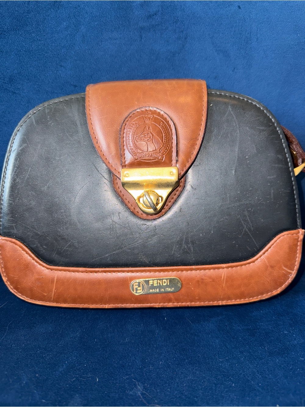 Fendi Black and Brown Leather Belt Bag with Gold Hardware